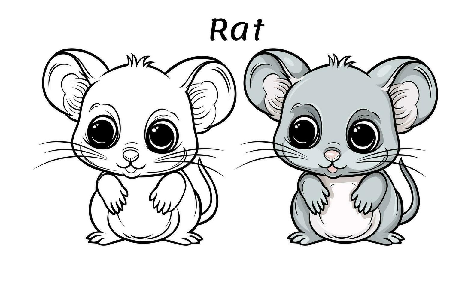 mignonne rat animal coloration livre illustration vecteur