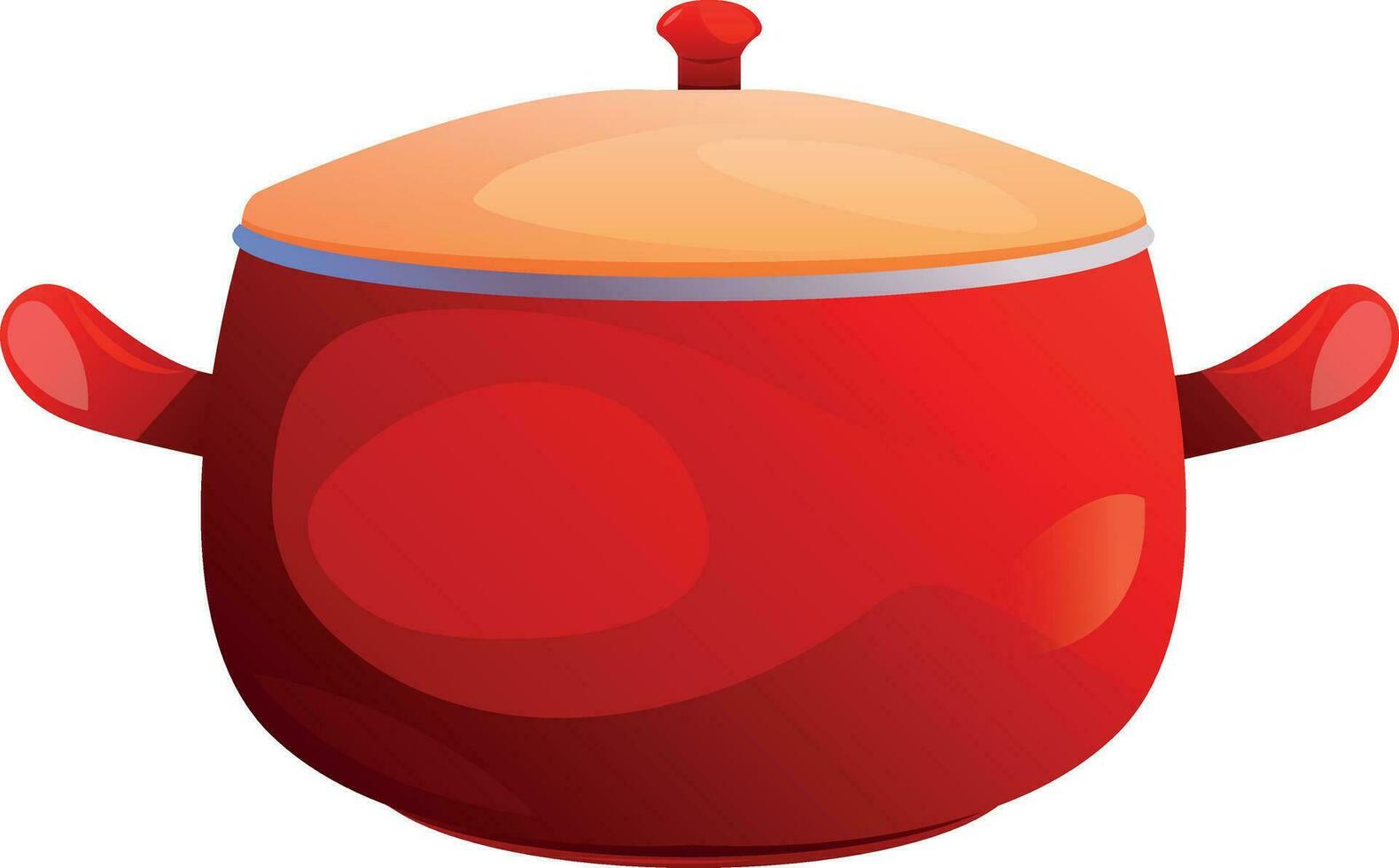 rouge casserole dessin animé vecteur illustration. métal cuisine pot.inox ustensile pour fabrication soupe ou ébullition l'eau. ménage, cuisine concept