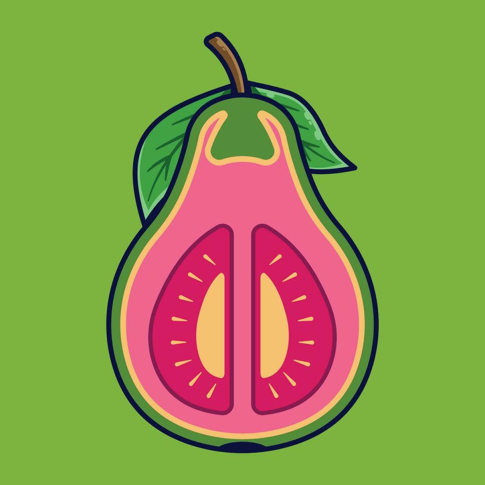 goyave fruit dessin animé vecteur icône illustration. nourriture fruit icône concept isolé prime vecteur. plat dessin animé style adapté pour la toile atterrissage page, bannière, autocollant, Contexte