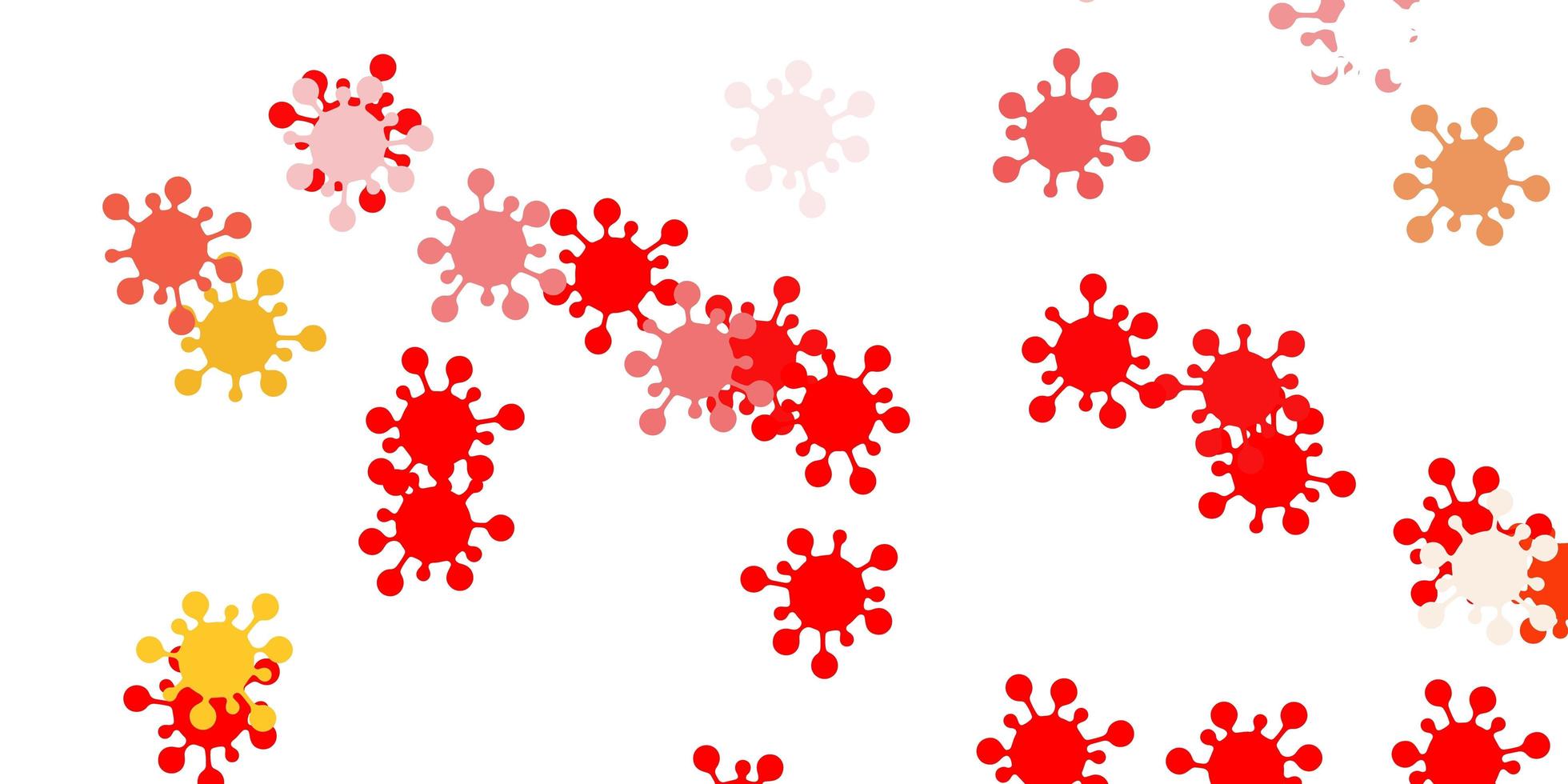 motif vectoriel jaune rouge clair avec des éléments de coronavirus