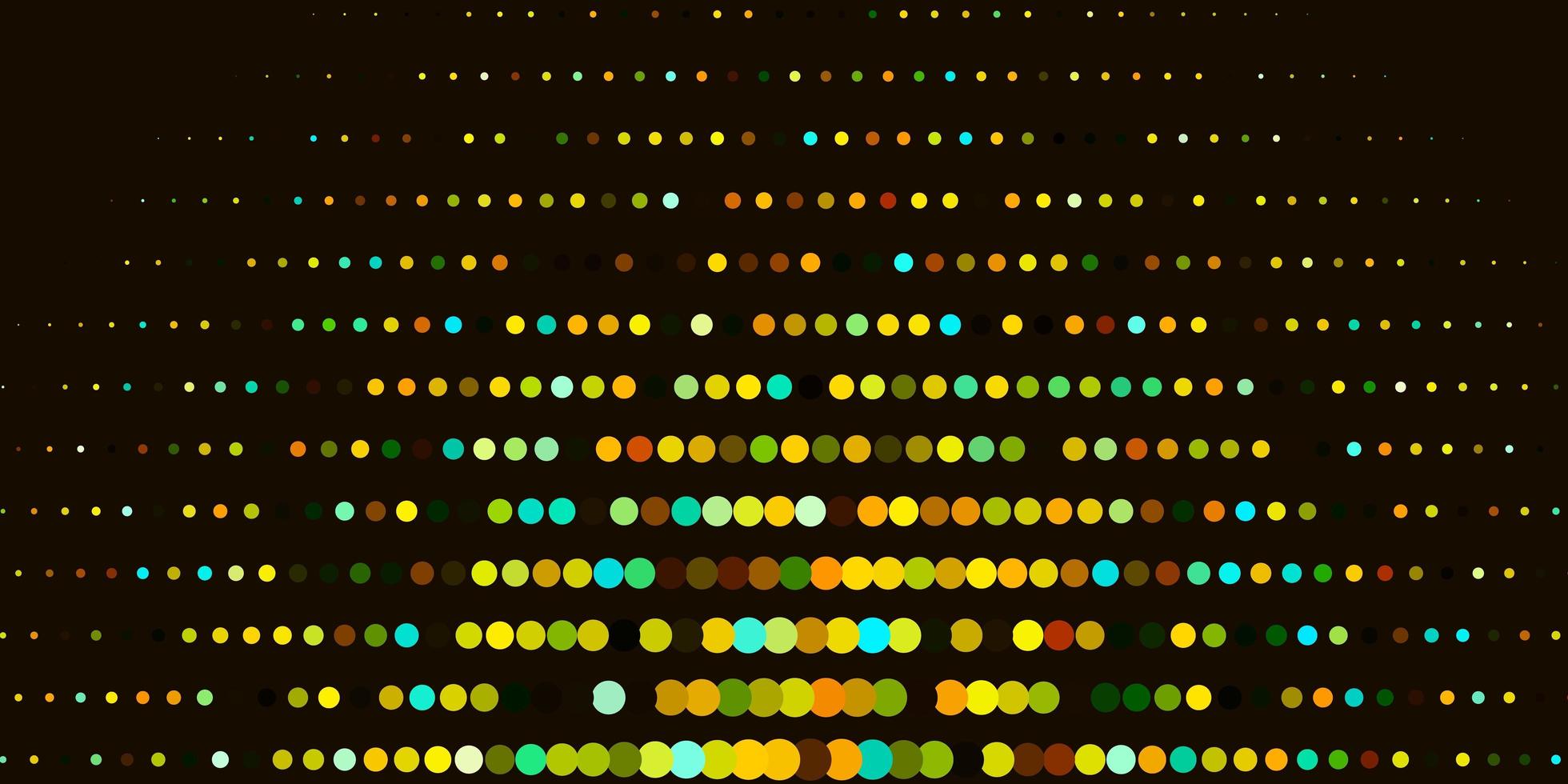texture vecteur jaune vert foncé avec illustration de disques avec un ensemble de sphères abstraites colorées brillantes pour les bannières d'affiches