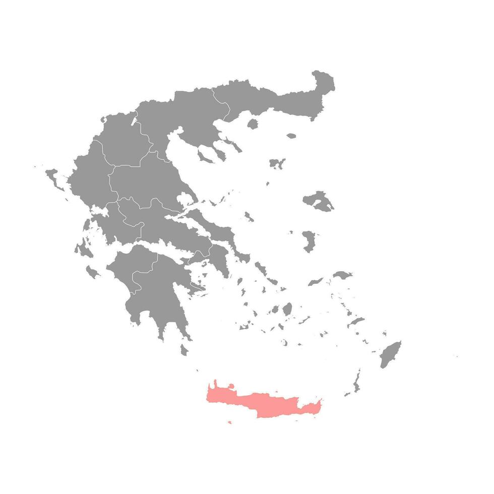 Crète Région carte, administratif Région de Grèce. vecteur illustration.