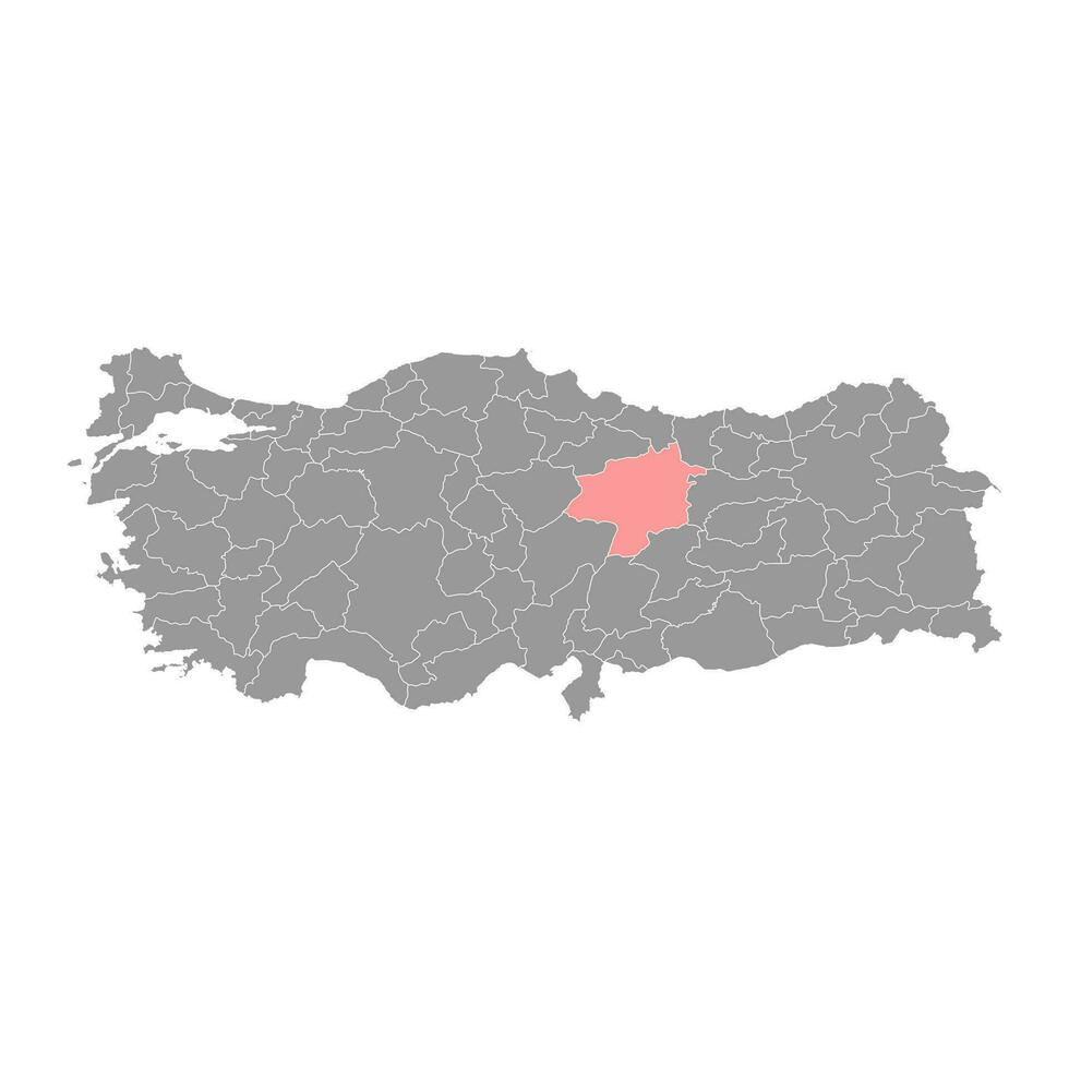 sivas Province carte, administratif divisions de Turquie. vecteur illustration.