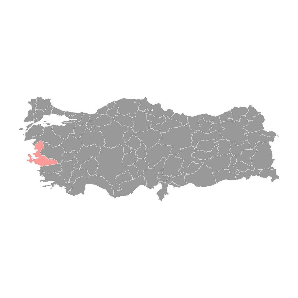Izmir Province carte, administratif divisions de Turquie. vecteur illustration.