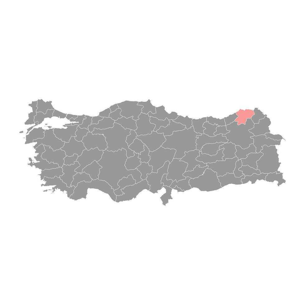 artvin Province carte, administratif divisions de Turquie. vecteur illustration.