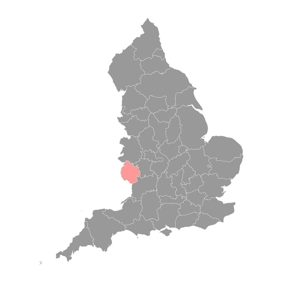 Herefordshire carte, cérémonial comté de Angleterre. vecteur illustration.