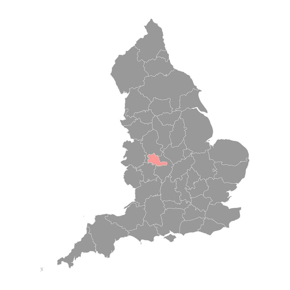 Ouest Midlands carte, cérémonial comté de Angleterre. vecteur illustration.