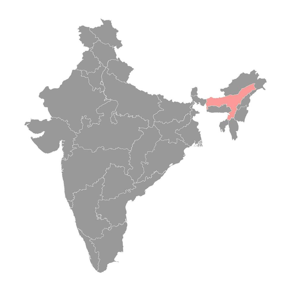 assam Etat carte, administratif division de Inde. vecteur illustration.