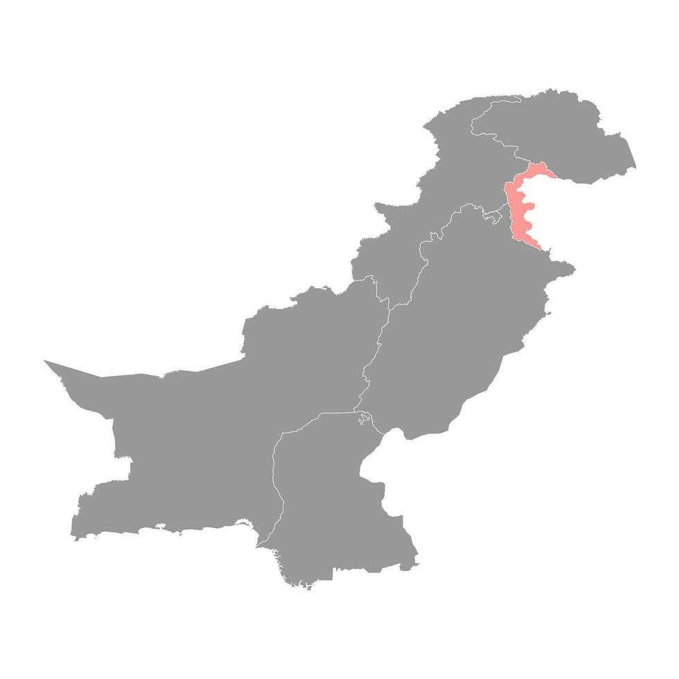 azad Cachemire Région carte, administratif territoire de Pakistan. vecteur illustration.