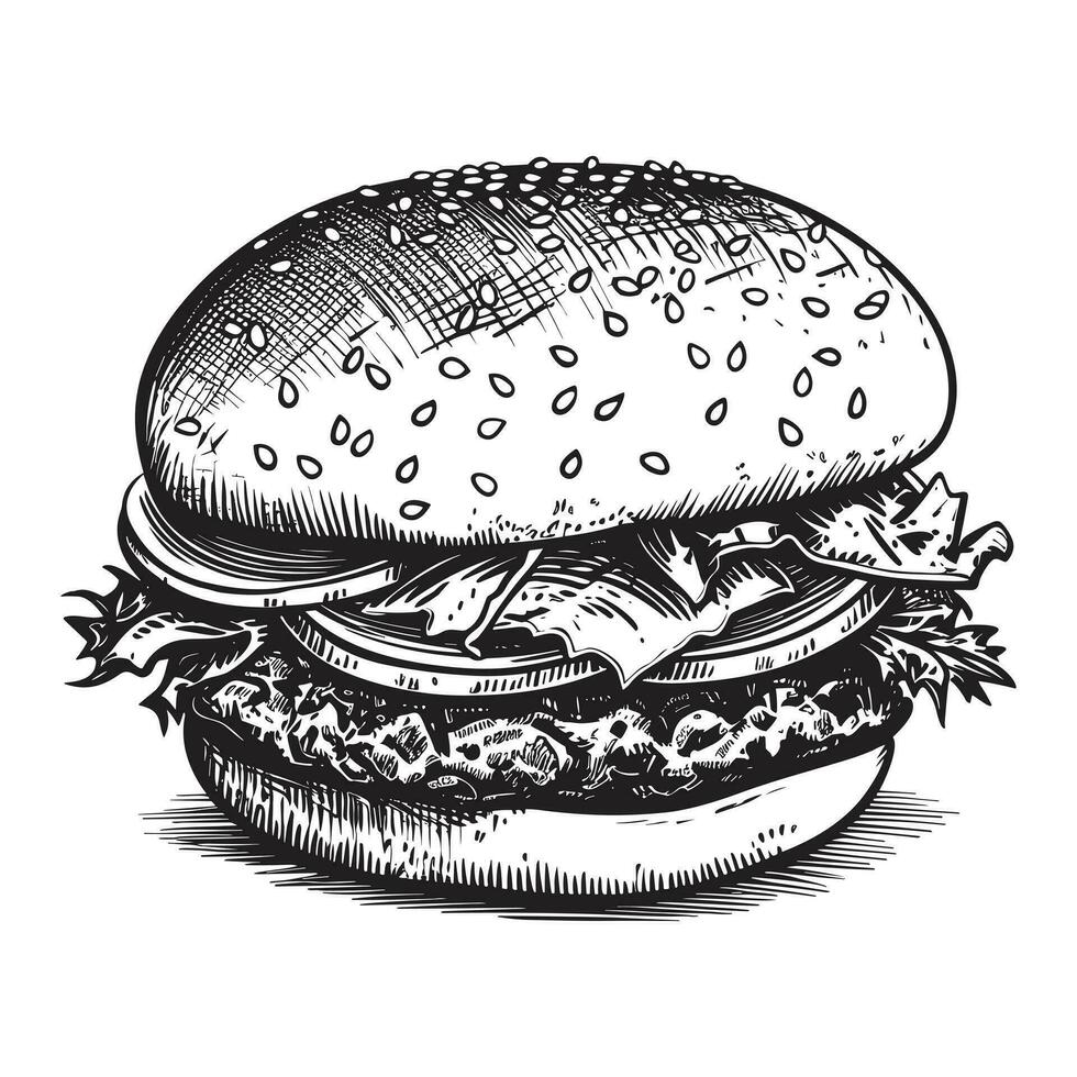 magnifique Burger silhouette - génératif ai vecteur