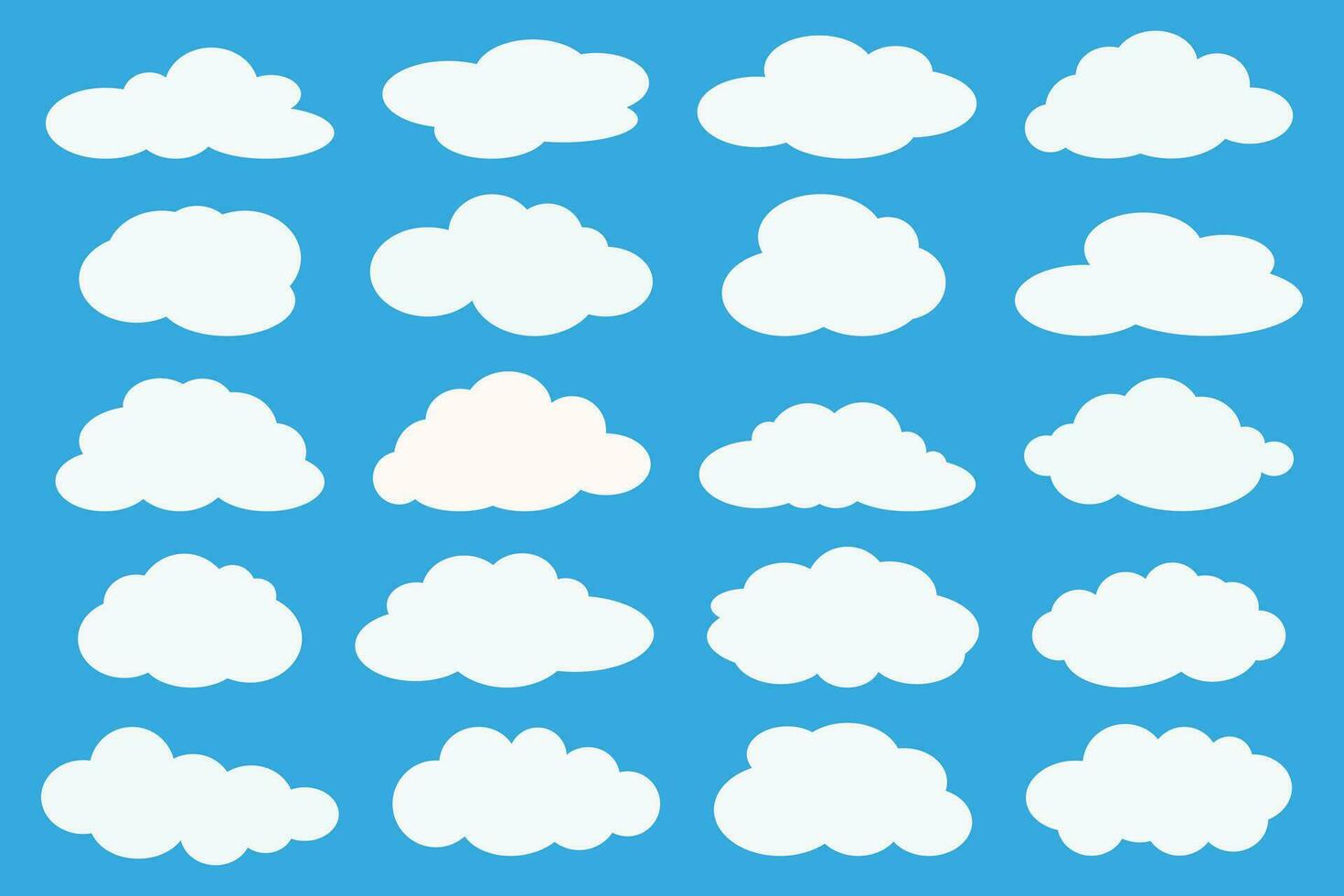 ensemble de des nuages dans bleu ciel. carotte nuage icône forme. collection de différent des nuages, étiqueter, symbole. graphique vecteur conception élément pour logo, la toile et imprimer.