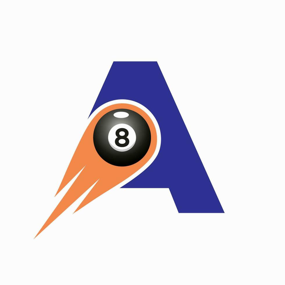 lettre une billard des sports équipe club logo. 8 Balle bassin logo conception modèle vecteur