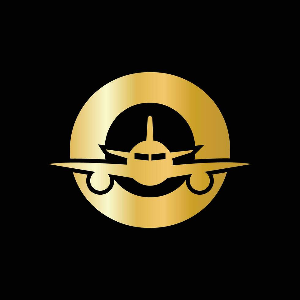 concept de logo de voyage lettre o avec symbole d'avion volant vecteur