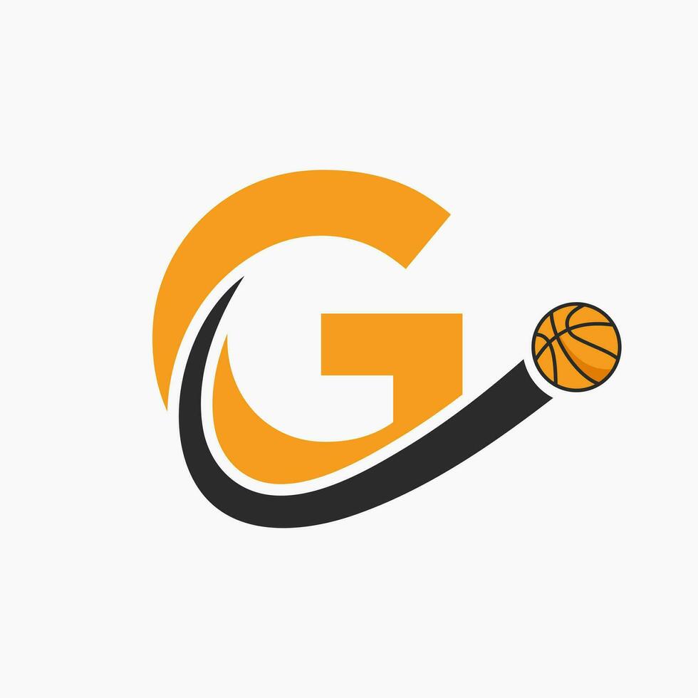 basketball logo sur lettre g concept. panier club symbole vecteur modèle