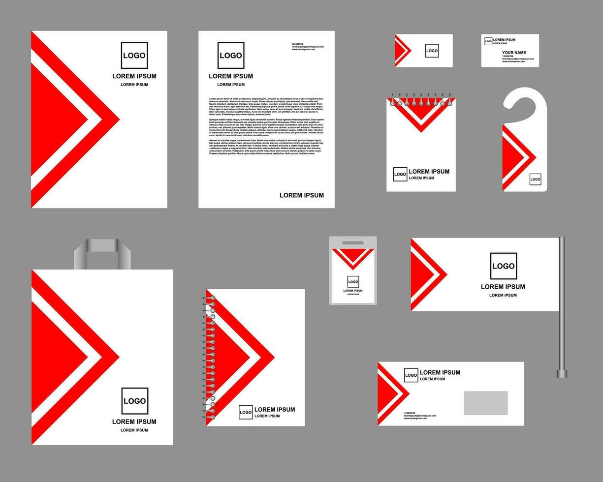 identité, entreprise style. ensemble de modèles pour conception, vecteur. rouge et blanc couleur, conception avec Triangles. vecteur