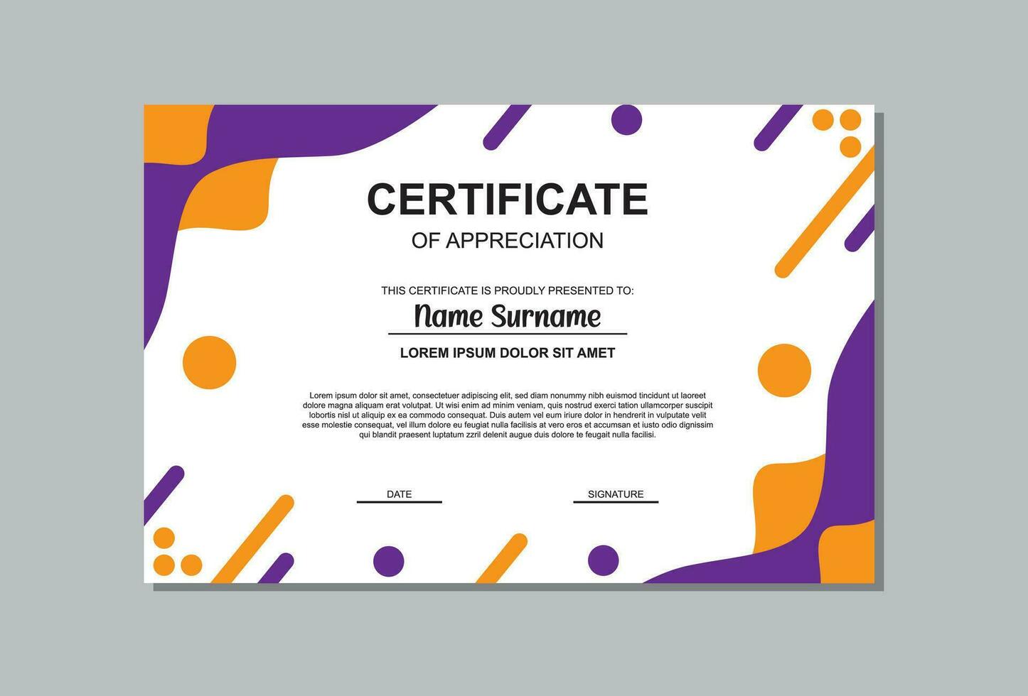 certificat modèle conception dans Orange et violet couleurs. Facile certificat conception. vecteur