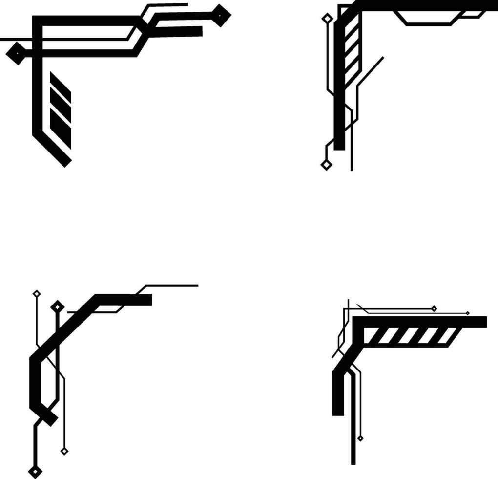 frontière coin futuriste ensemble. côté cadres, frontière, pour conception décoration et illustration, vecteur pro