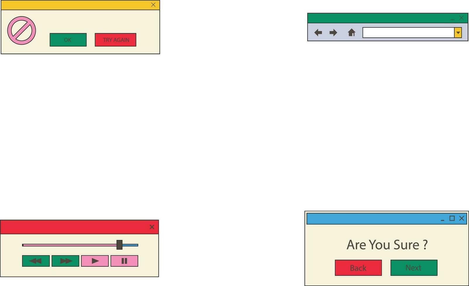 rétro ui forme vaporwave Publier et récit modèle. social médias histoires et des postes avec vieux ordinateur esthétique ui éléments vecteur ensemble. illustration de rétro sensationnel abstrait interface