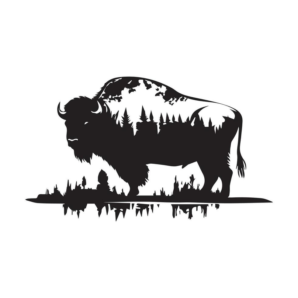 bison silhouette personnage vecteur illustration