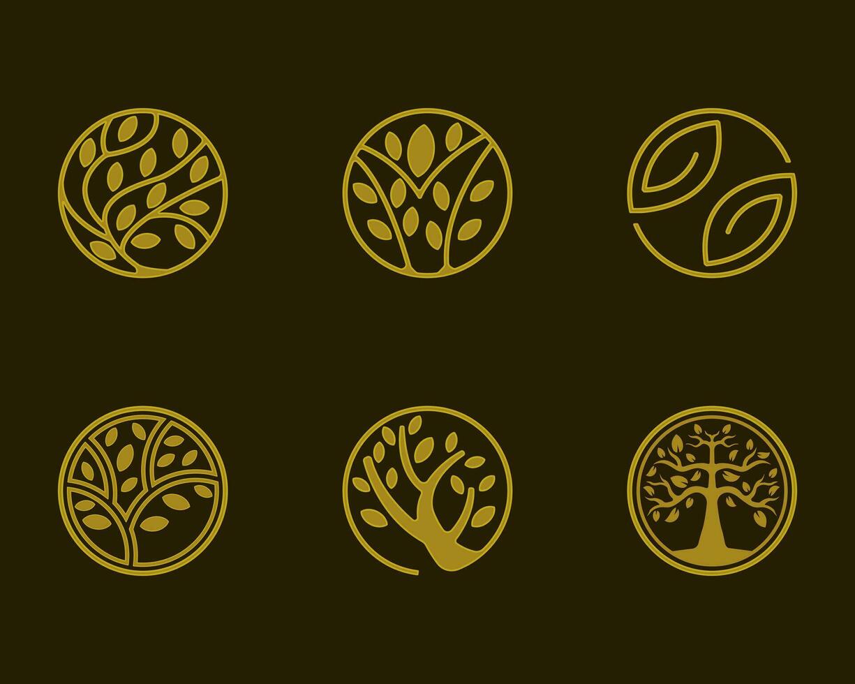 ensemble arbre logo conception modèle. arbre icône. arbre la nature illustration vecteur
