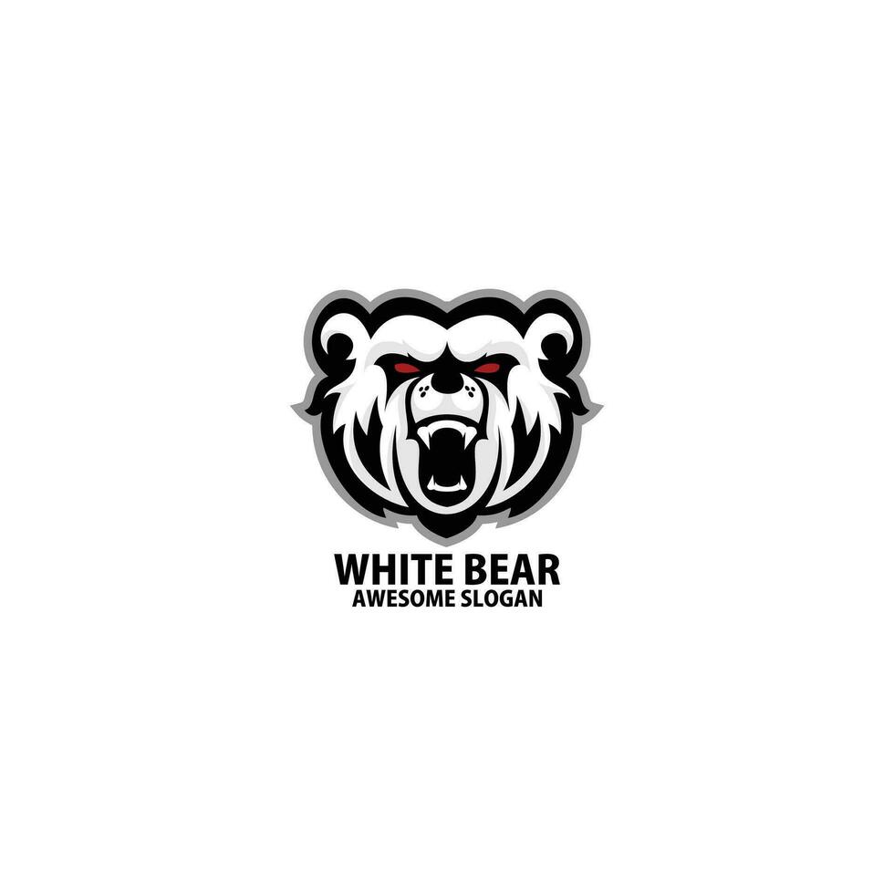 blanc ours logo jeu esport conception mascotte vecteur