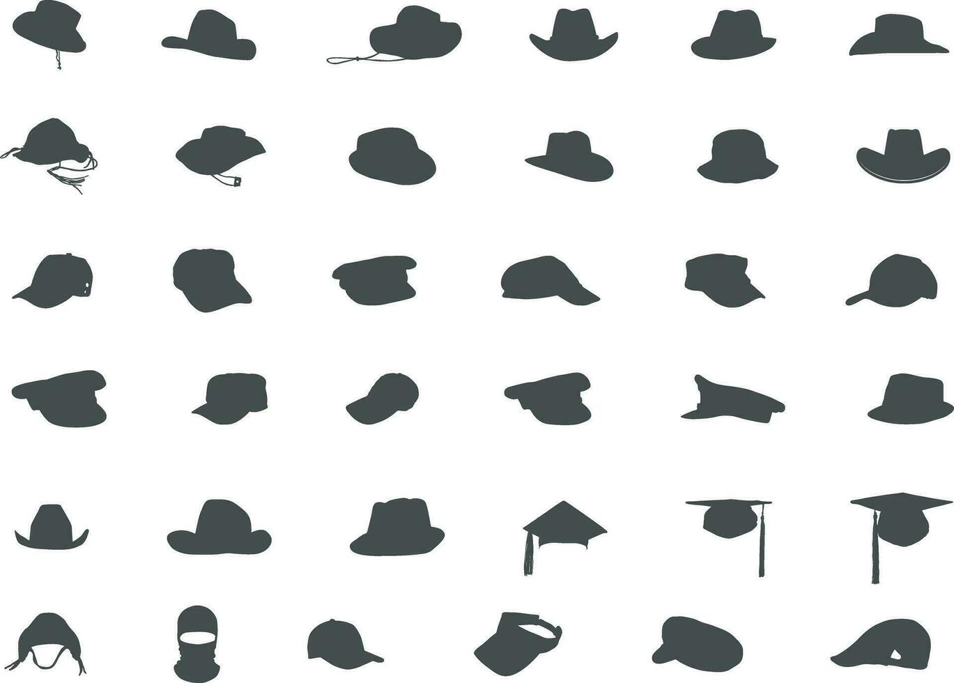 casquettes et Chapeaux silhouette, casquettes et Chapeaux agrafe art, casquettes vecteur