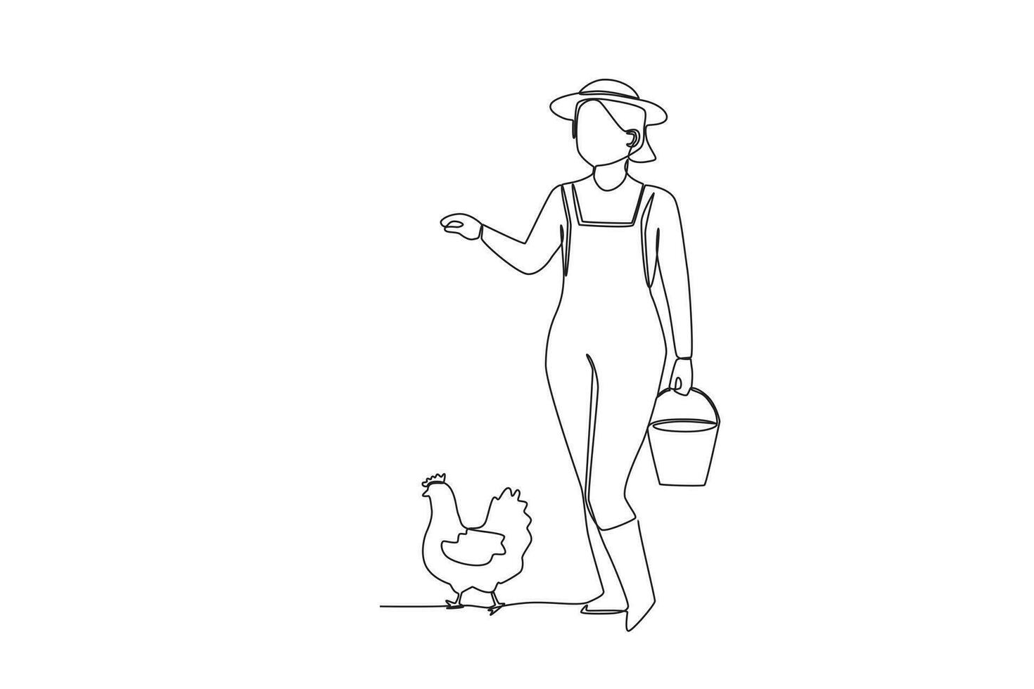 une femme porter poulet nourriture vecteur