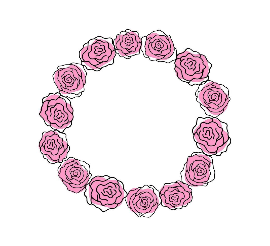 élégant rond Cadre de des roses peint abstraitement rose. botanique rond Cadre. main peint Rose fleur cadre, mariage invitations et cartes, logo dessins et affiche modèles. vecteur. vecteur