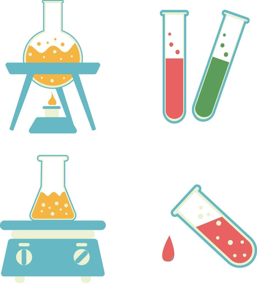 science laboratoire équipement vecteur icône ensemble. tester tube, microscope, etc. conception decoration.vector illustration