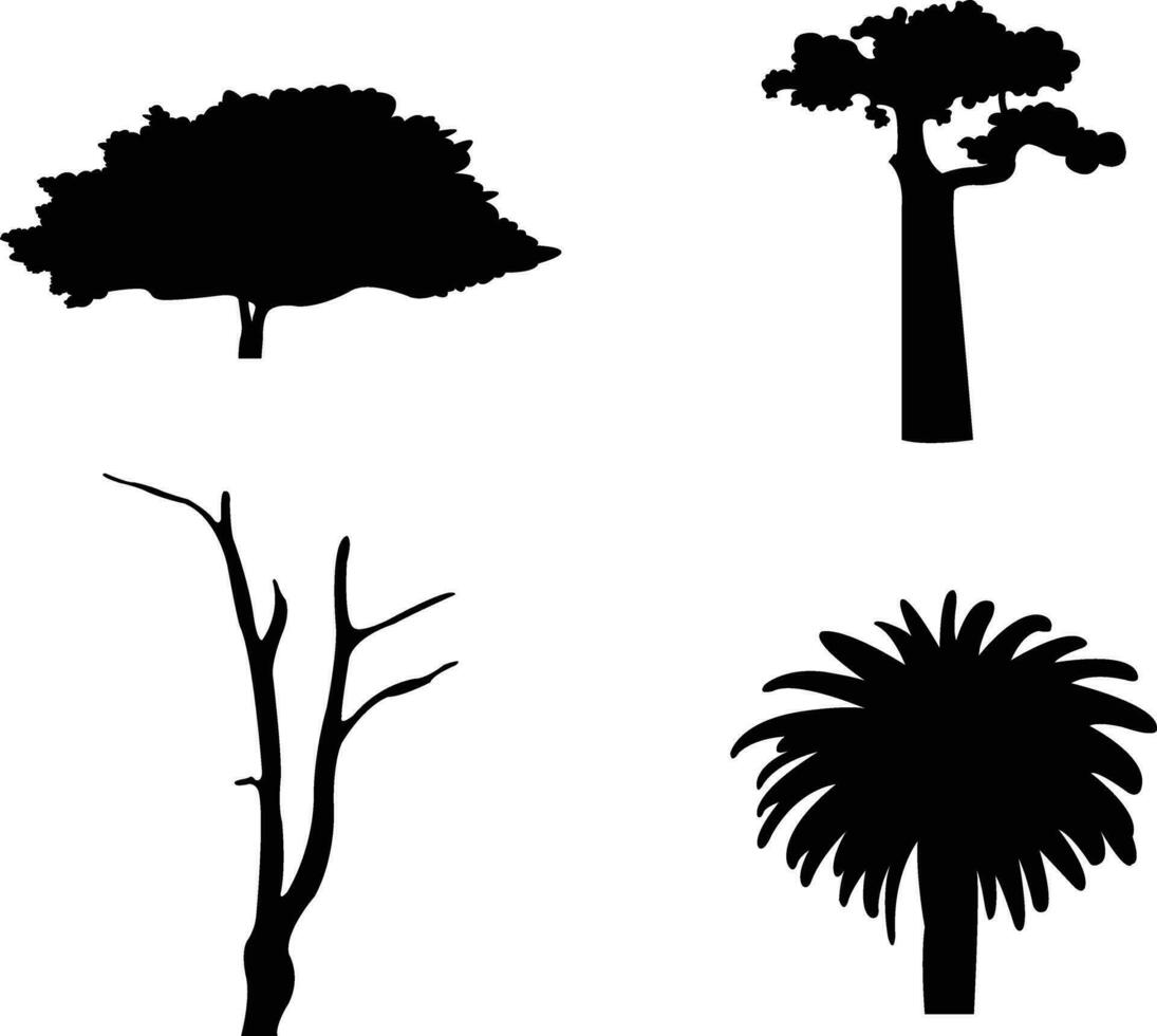 la nature des arbres silhouette. pin les forêts et parcs de épicéa.pour conception décoration, vecteur isolé la nature rétro illustration ensemble