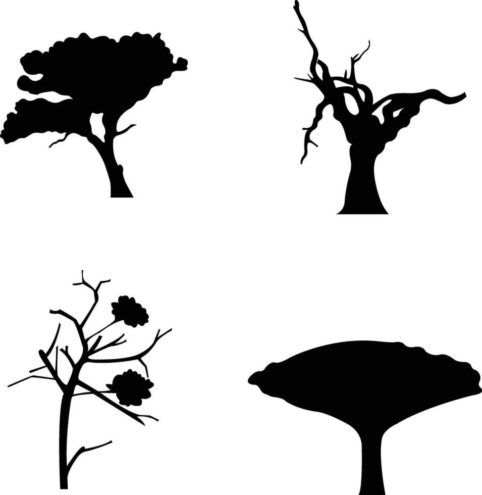 la nature des arbres silhouette. pin les forêts et parcs de épicéa.pour conception décoration, vecteur isolé la nature rétro illustration ensemble