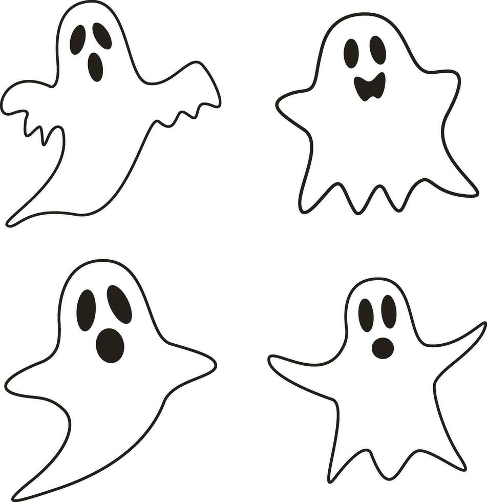 fantôme Halloween. mignonne fantôme ombre. fantôme feuille pour Halloween personnage conception. isolé vecteur illustration.