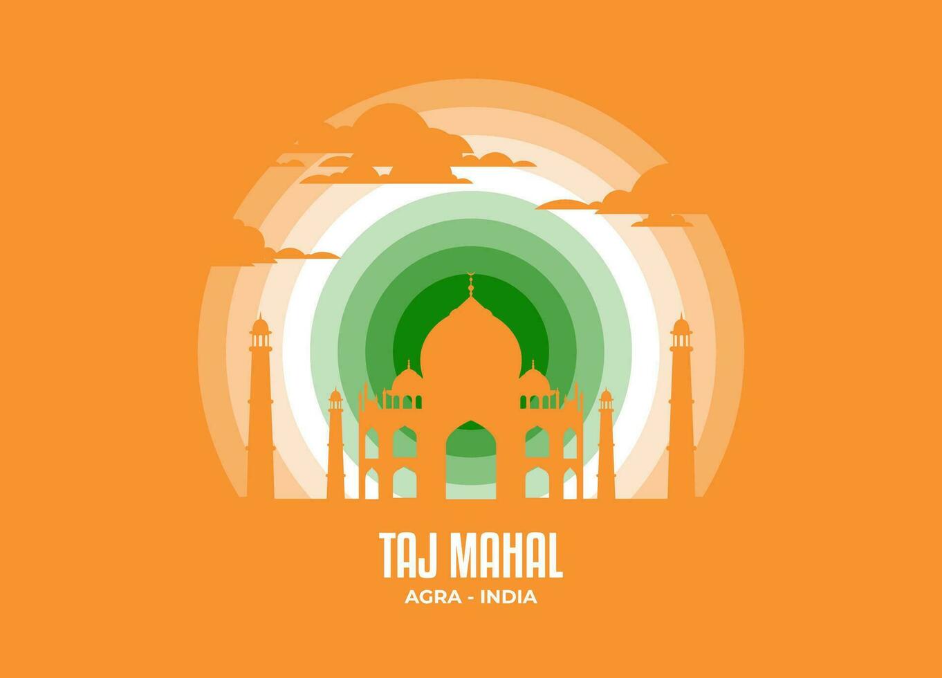 taj mahal vecteur. clair de lune illustration de célèbre historique statue et architecture dans uni Royaume. Couleur Ton basé sur drapeau. vecteur eps dix