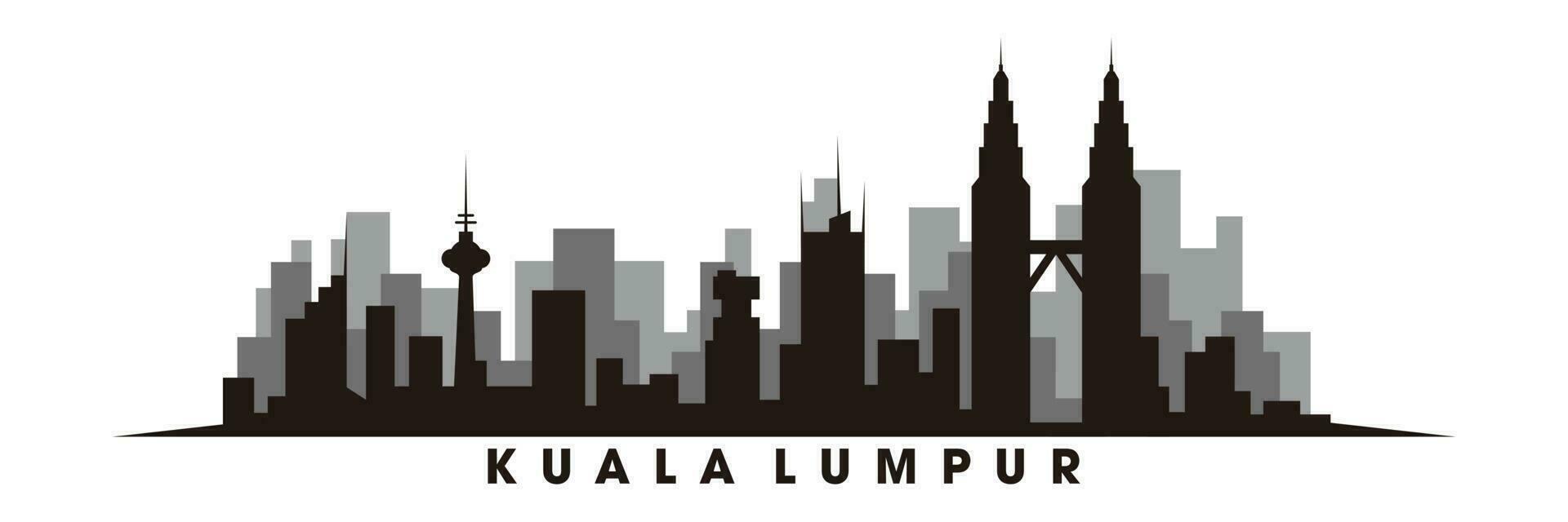 Kuala Lumpur et Repères silhouette vecteur