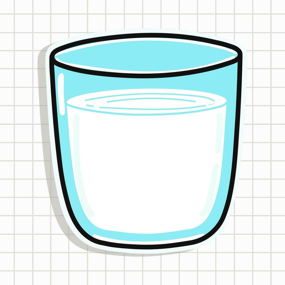 mignonne verre de Lait autocollant personnage. vecteur main tiré dessin animé kawaii personnage illustration icône. amusement verre de Lait autocollant personnage concept