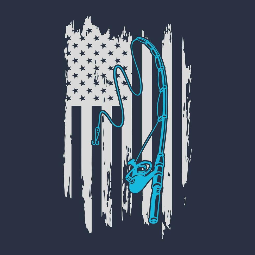 américain drapeau pêche T-shirt vecteur