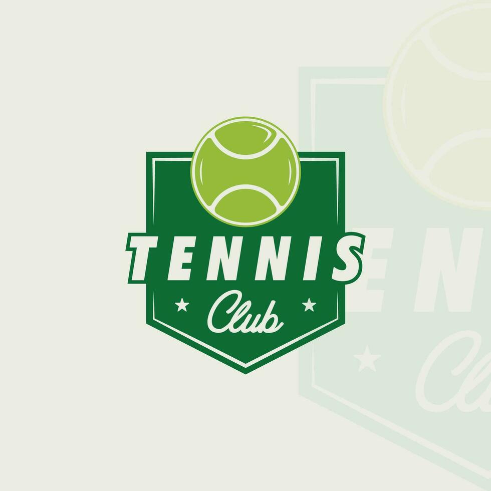 Balle de tennis logo emblème vecteur illustration modèle icône graphique conception. sport signe ou symbole pour club ou tournoi avec badge