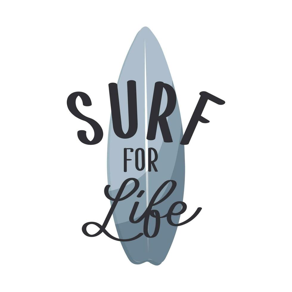 planche de surf et caractères surfant pour vie. été illustration, logo, t chemise imprimer, vecteur