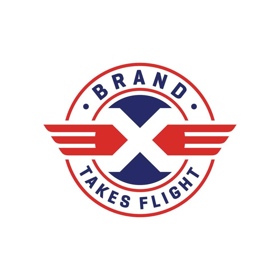 commercial avion logo conception avec lettre X vecteur