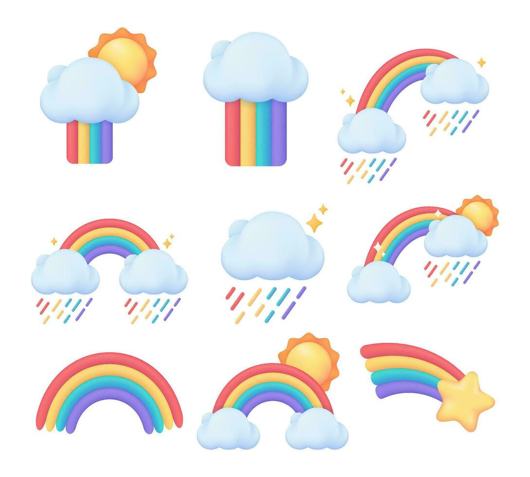 temps prévoir icône. coloré arc en ciel clair temps après pluie. 3d vecteur illustration