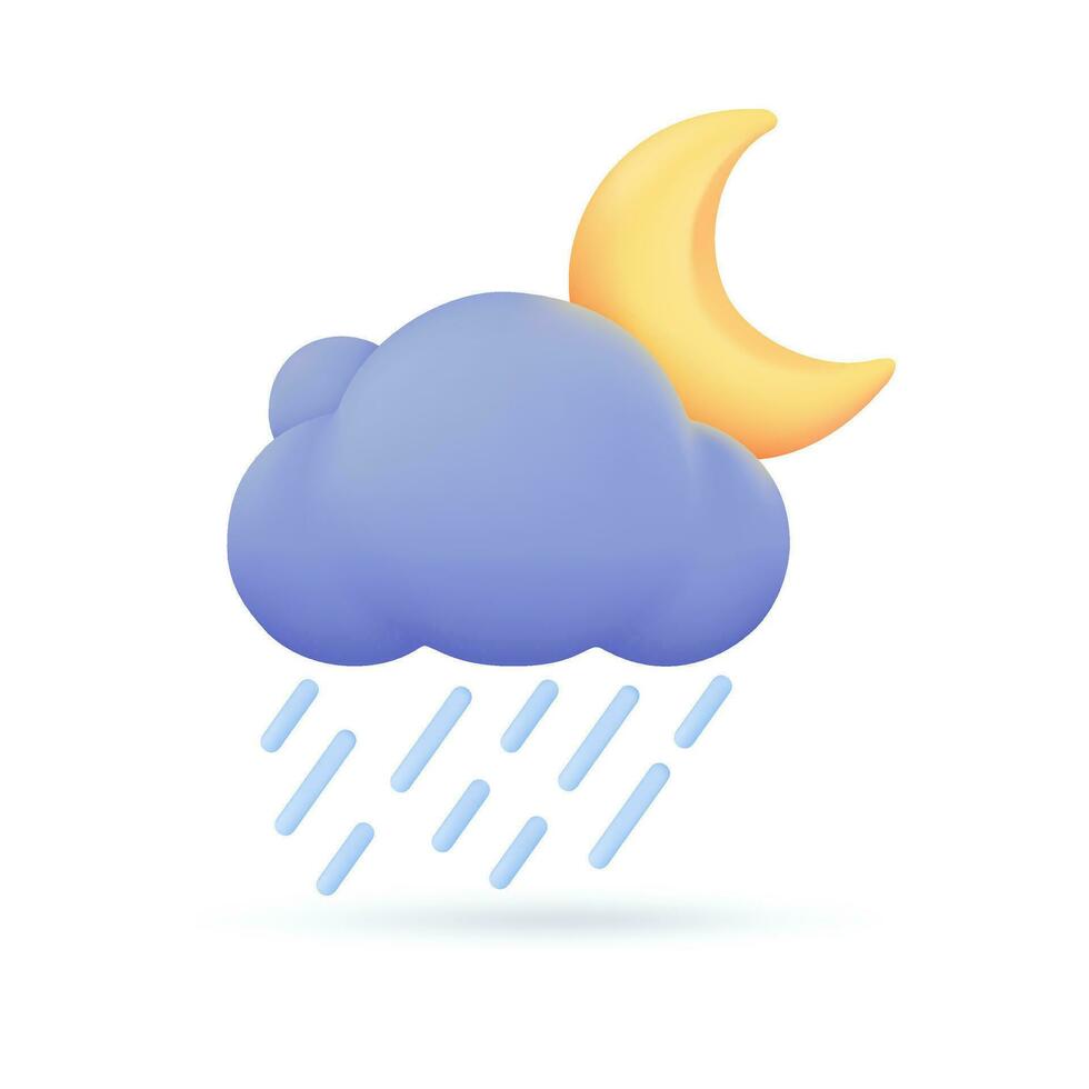 3d temps prévoir Icônes noir nuage avec tonnerre de une pluie torrentielle. 3d illustration vecteur