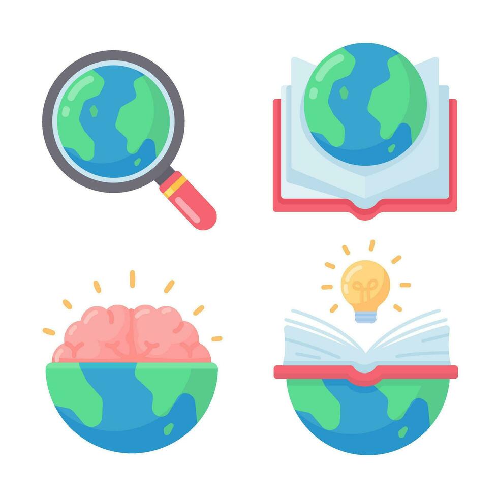 globe sur livre le concept de apprentissage de en train de lire livres à développer connaissance. vecteur
