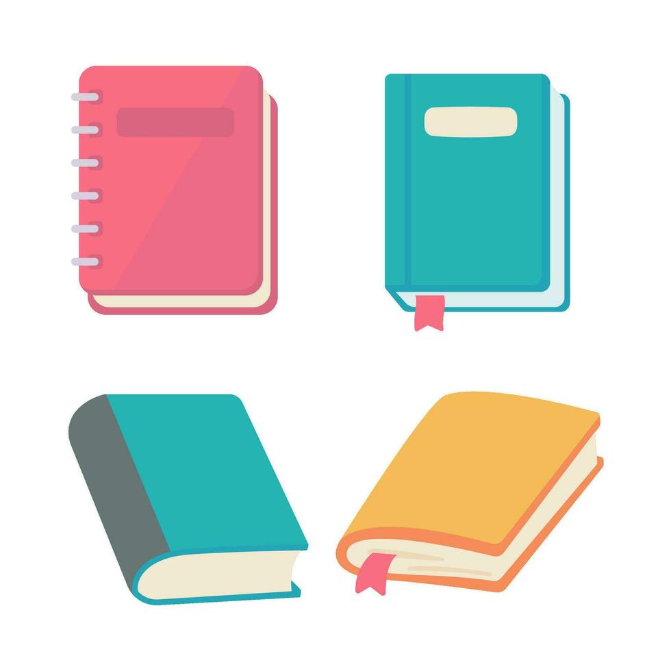 livre coloré couverture apprentissage par en train de lire livres dans le bibliothèque mignonne dessin animé livres pour des gamins vecteur