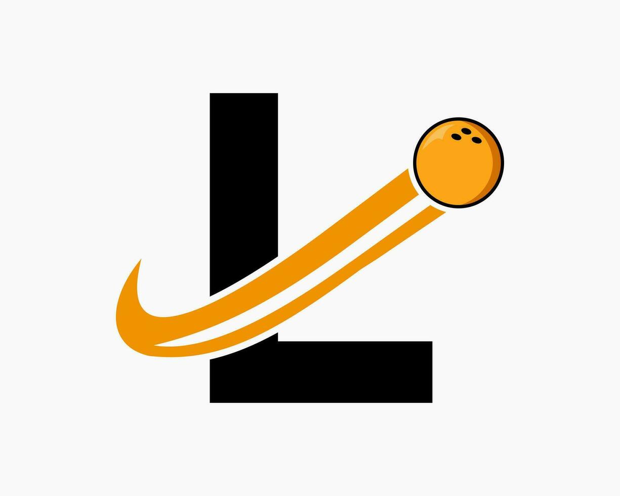 lettre l bowling logo. bowling Balle symbole avec en mouvement Balle icône vecteur