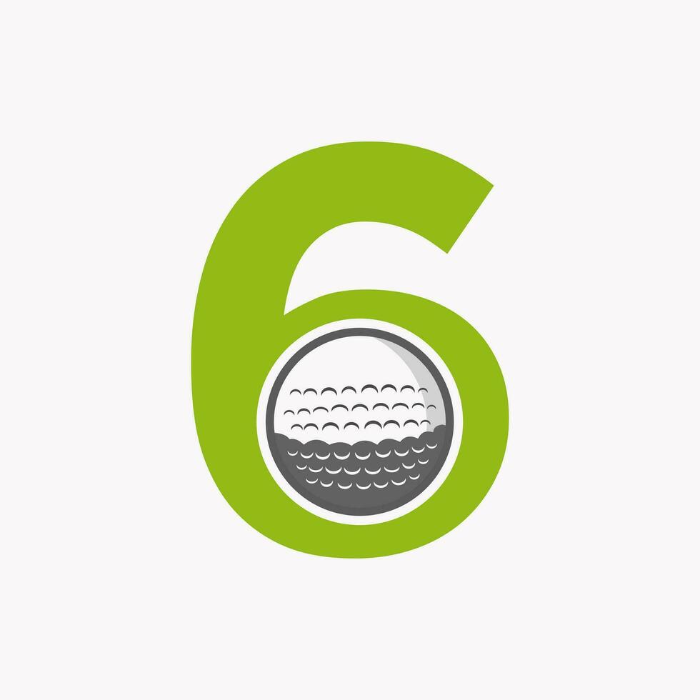 le golf logo sur lettre 6. initiale le hockey sport académie signe, club symbole vecteur