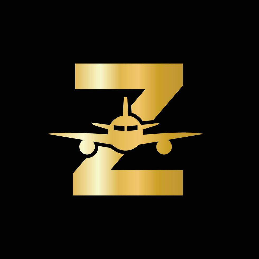 concept de logo de voyage lettre z avec symbole d'avion volant vecteur