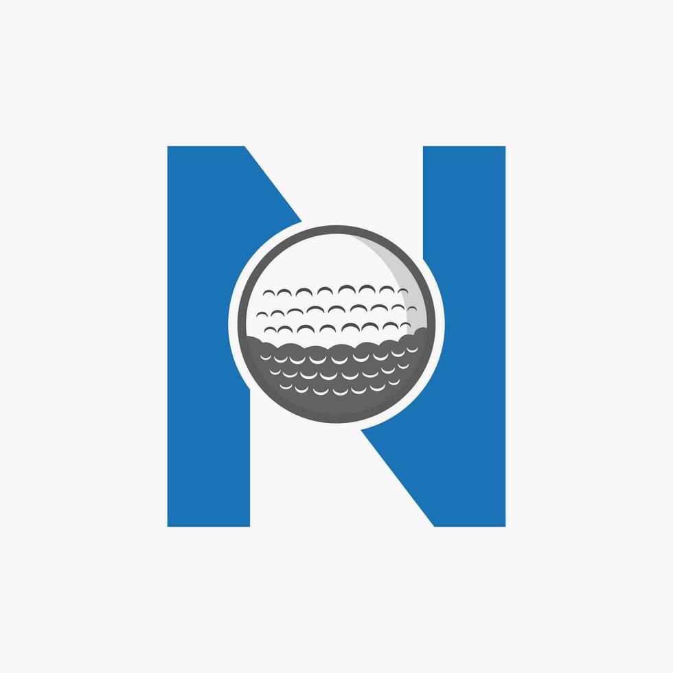 le golf logo sur lettre n.m. initiale le hockey sport académie signe, club symbole vecteur