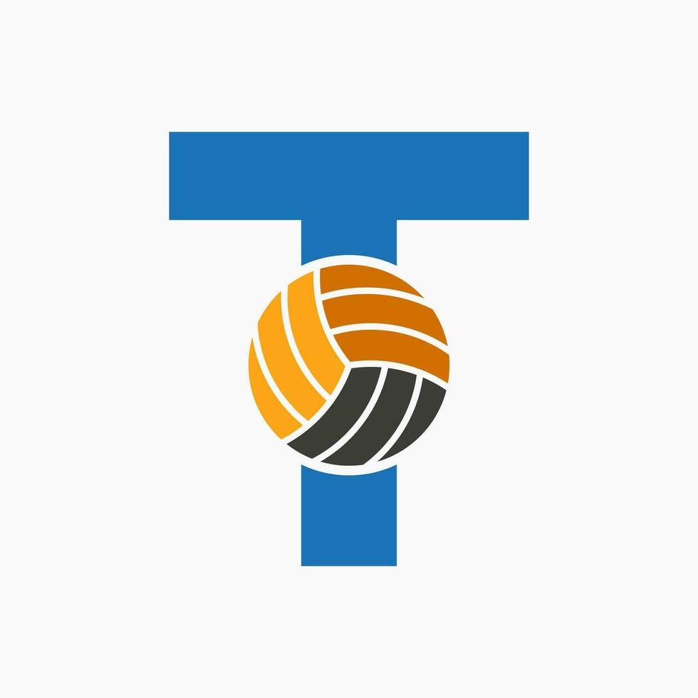 lettre t volley-ball logo concept avec en mouvement volée Balle icône. volley-ball des sports logotype modèle vecteur