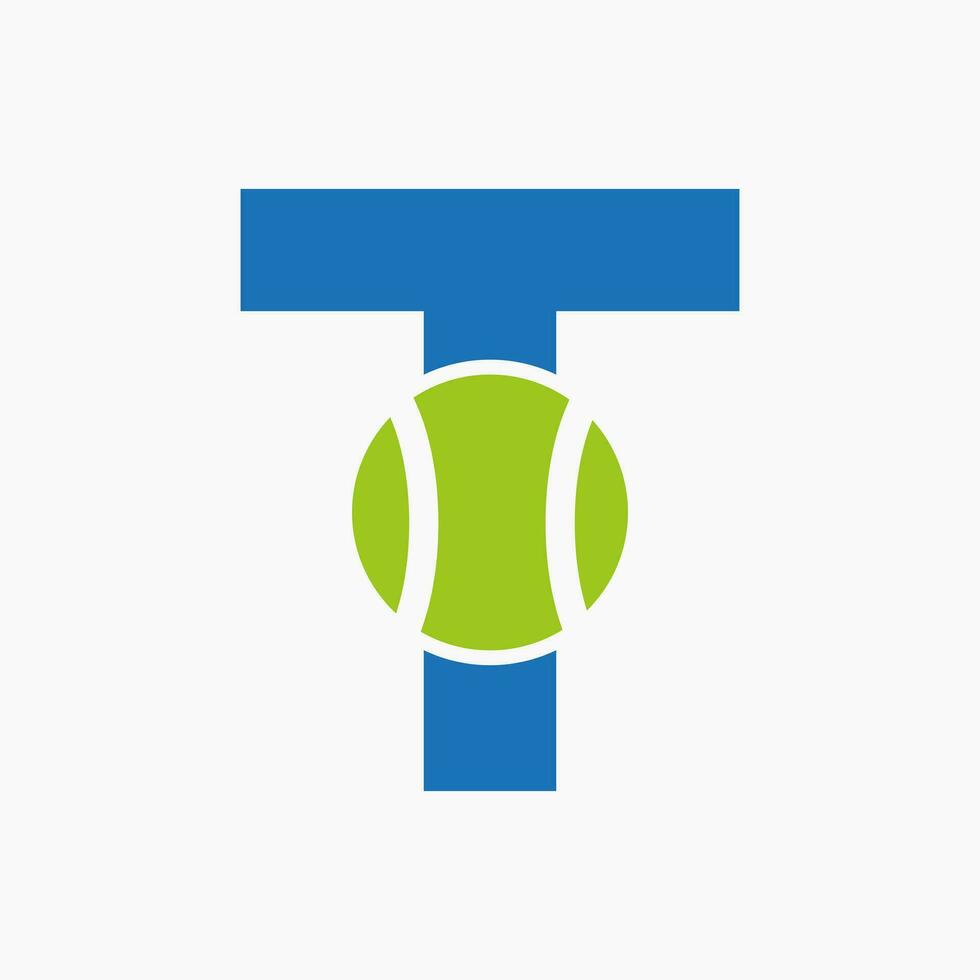 tennis logo sur lettre t. tennis sport académie, club logo signe vecteur