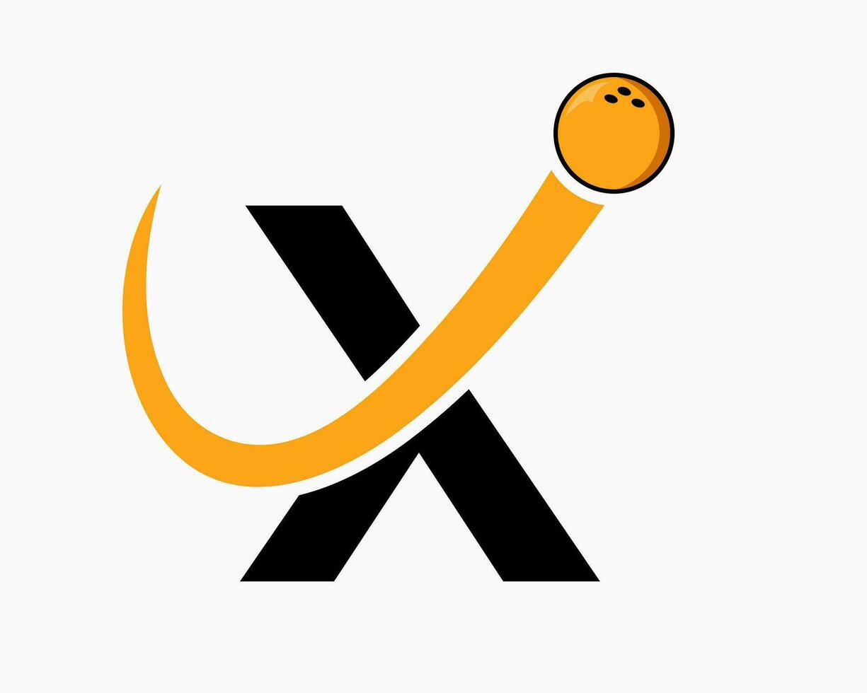 lettre X bowling logo. bowling Balle symbole avec en mouvement Balle icône vecteur